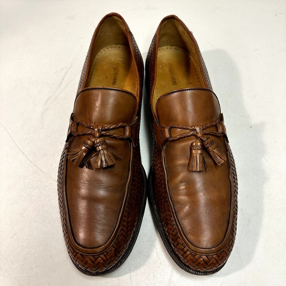 VERY GOOD Magnanni Braided Tassel Loafer Brown Leather Made in Morocco 11808 15 - Picture 2 of 14